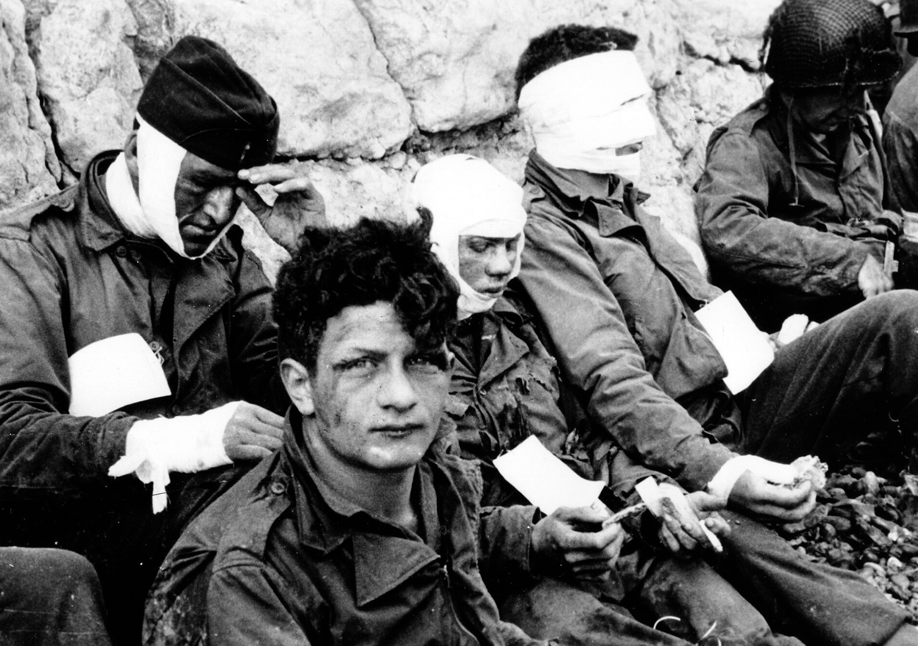 American assault troops injured while storming Omaha Beach